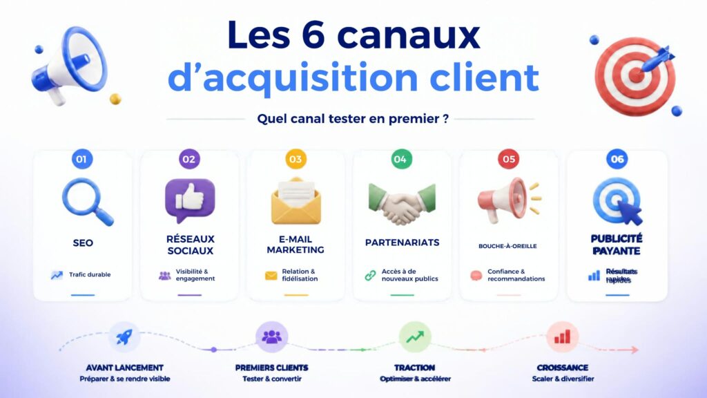 Les 6 canaux d'acquisition client et comment savoir lequel tester en premier | Surelly-Studio